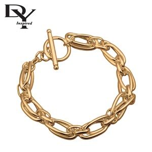 NEW 18K Gold Over 925 Sterling Silver 10MM Double Flat Link 8” Bracelet